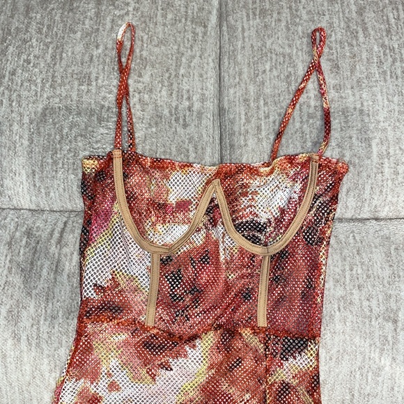 Patterned Mesh Mini Dress - Picture 3 of 6